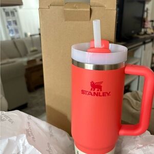 Stanley Coral Red Insulated Mug with Handle and Straw Lid
